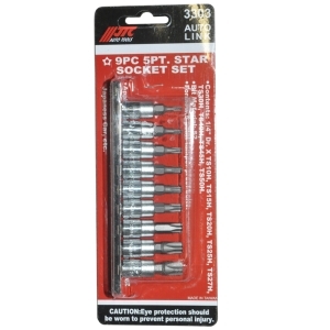 Набор головок-бит TORX Plus 9 пр.1/4" TS10-TS50 с отверстием на планке JTC