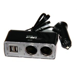 Разветвитель прикуривателя 2-х гнездовой + 2 USB CS219U