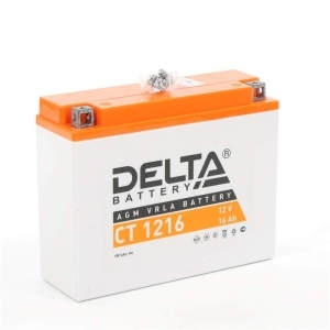 Аккумулятор для мотоциклов DELTA 12V 16 а/ч AGM CT 1216 YB16AL-A2 обр.полярность залит заряжен