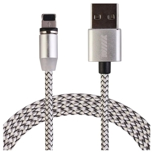 Кабель 8-pin-USB 1м. серебряный магнитный WIIIX