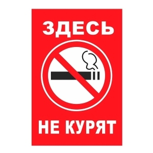 Табличка ЗДЕСЬ НЕ КУРЯТ 30х19.5см