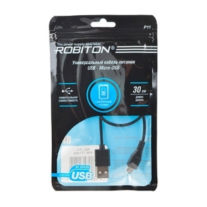 Кабель micro USB-USB 0,3м. черный ROBITON