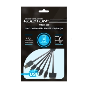 Кабель micro USB-USB 15см черный с брелоком ROBITON