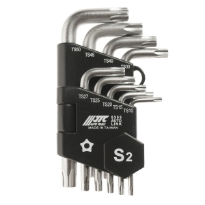 Набор ключей TORX Plus 9 пр.TS10-TS50 Г-обр.5-лучевые с отверстием JTC