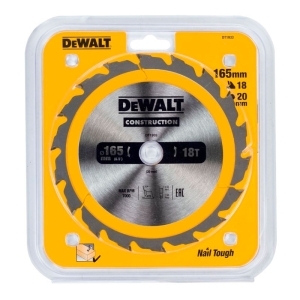 Диск пильный 165х20мм Z=18 по дереву, быстрый рез Construction DEWALT