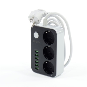 Фильтр сетевой 1.6м 2500Вт 10А 3 розетки,USB с функцией умной зарядки ARTSTYLE