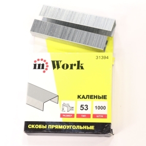 Скоба для степлера тип 53 14мм 1000шт IN WORK
