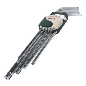 Набор ключей TORX/шестигранных 9 пр.TH10-TH55/1.5-10мм Г-обр.экстрадлинных, блистер ROCKFORCE