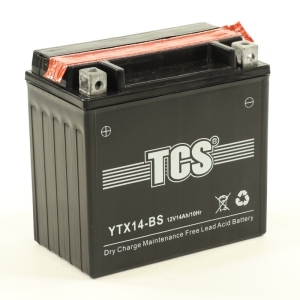 Аккумулятор для мотоциклов TCS 12V 14а/ч AGM YTX14-BS cухоз.+электр