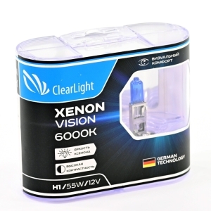 Автолампа 12V H1 55W P14.5s CLEARLIGHT XenonVision 2шт