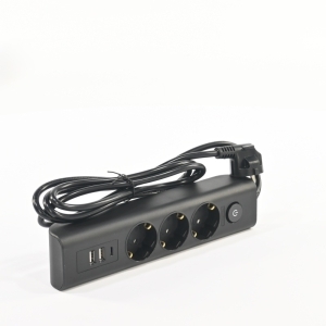 Фильтр сетевой 2.0м 3600Вт 16А 3 розетки,2 USB,1 TYPE-C черный IEK