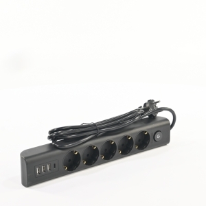 Фильтр сетевой 2.0м 3600Вт 16А 5 розеток,3 USB,1 TYPE-C черный IEK
