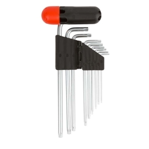 Набор ключей TORX 9 пр.T10H-T50H Г-обр.удлиненных с отверстием,с съемной Т-обр.ручкой FIT