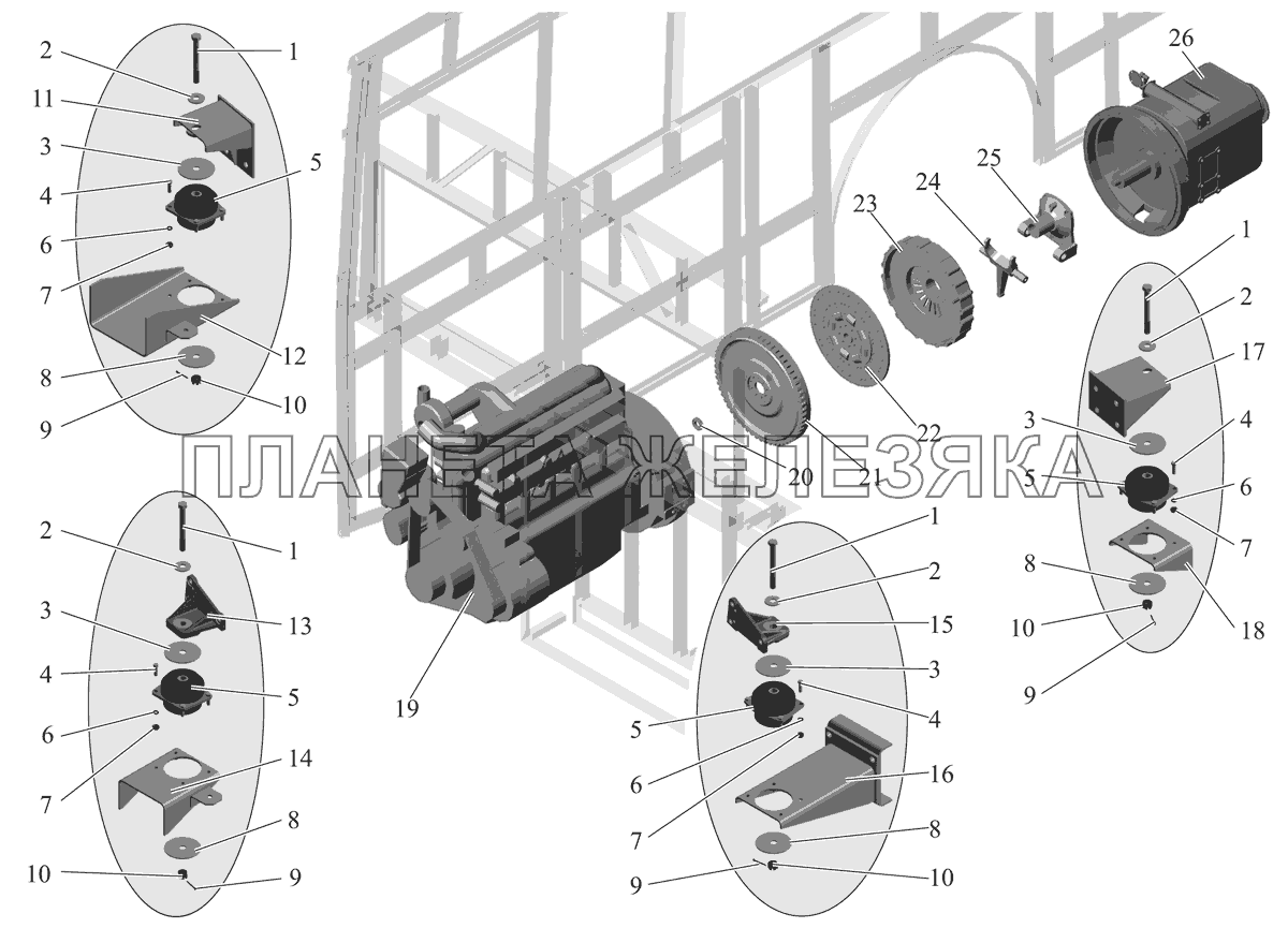 Установка силового агрегата 103-1000003-90 для МАЗ 103002 МАЗ-103 (2011)
