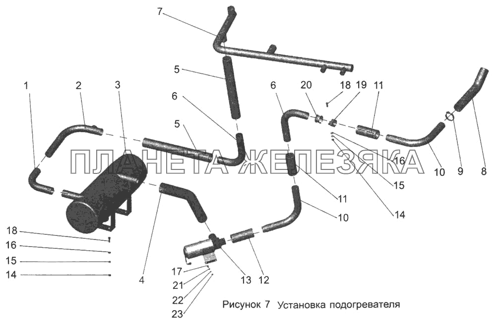 Установка подогревателя 103-1000022 МАЗ-103