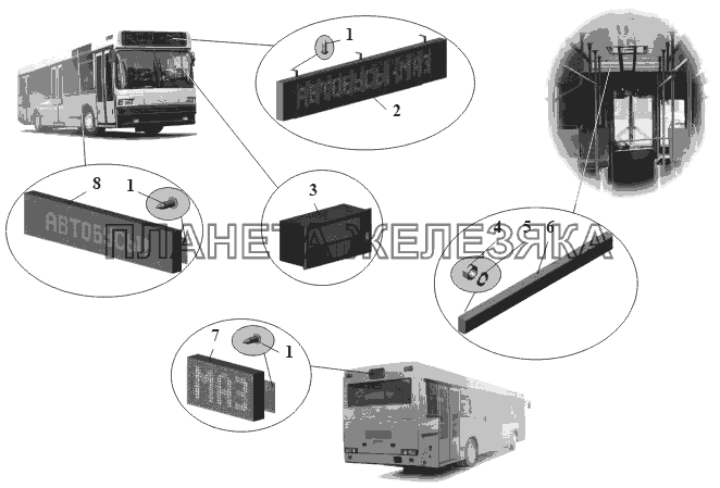 Установка маршрутных табло 103-5300100-40 МАЗ-104 (2011)