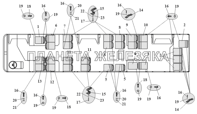 Установка сидений 104-6830006 МАЗ-104 (2011)