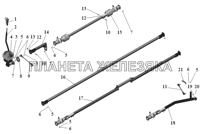 Установка привода КПП 104-1703002-34 с июня 2000г. МАЗ-104 (2011)