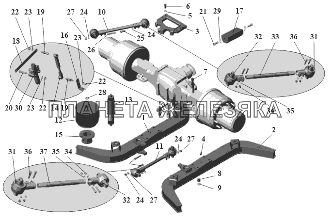 Установка задней подвески 104-2900002 (до 2000 года) МАЗ-104 (2011)