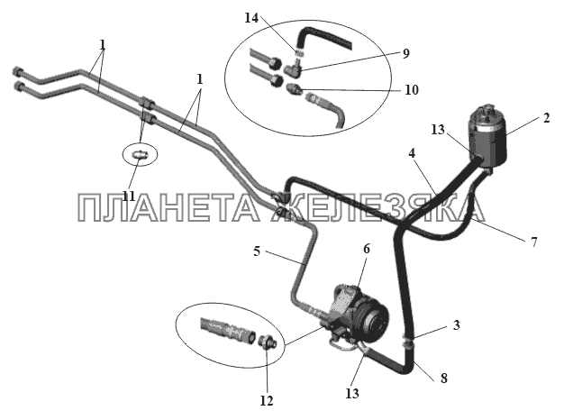 Установка насоса 152-3407001 и трубопроводов 152-3400007 МАЗ-104 (2011)