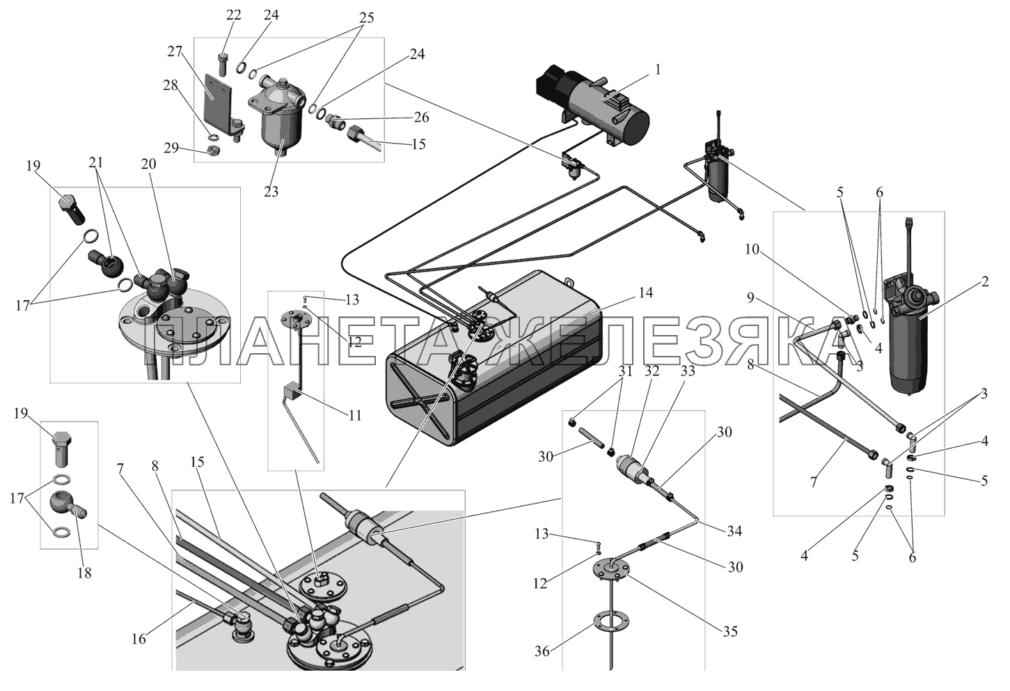 Установка топливопроводов (ПЖД DBW 300.66) МАЗ-105 (2011)
