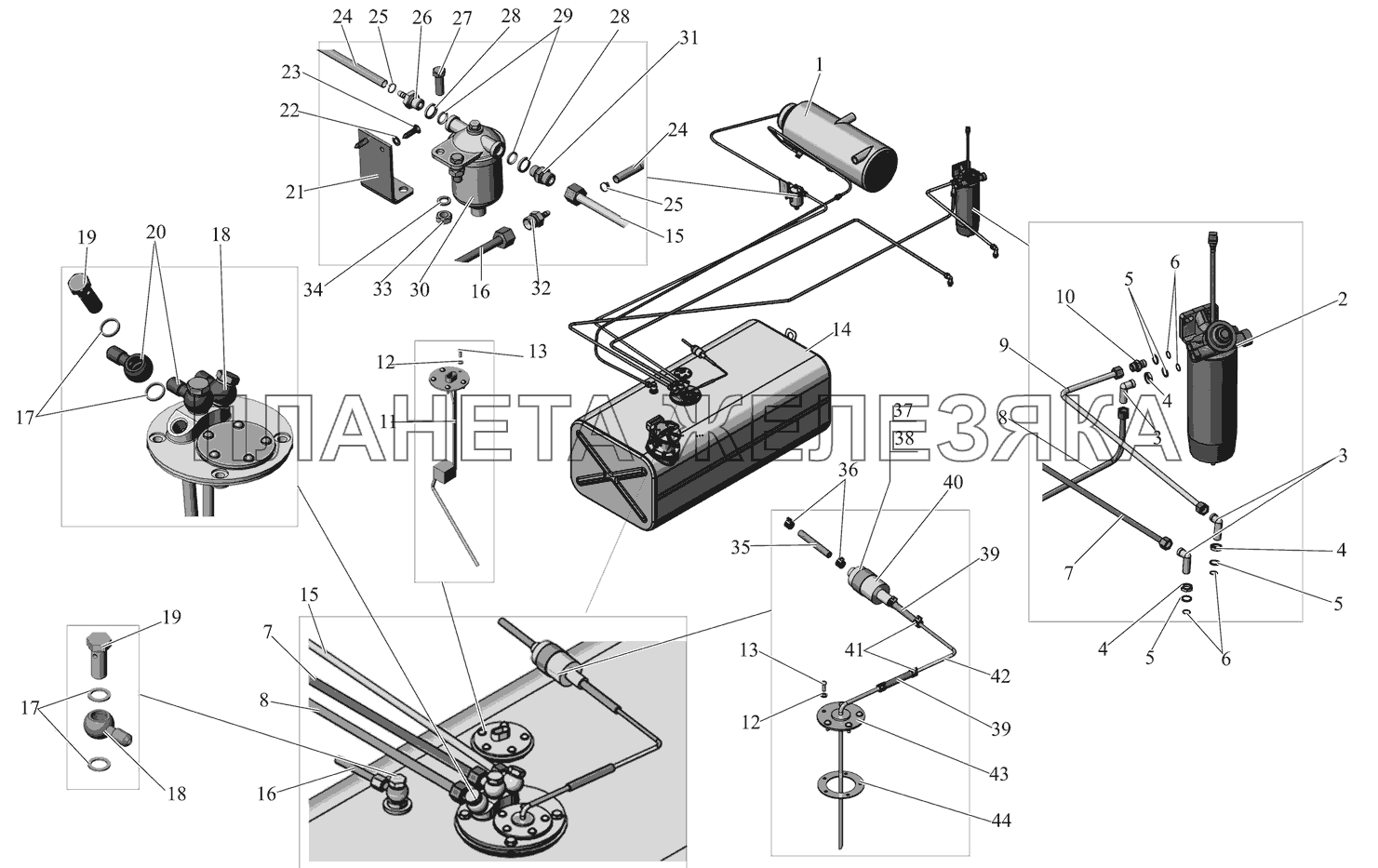 Установка топливопроводов (ПЖД Hydronic L30) МАЗ-105 (2011)