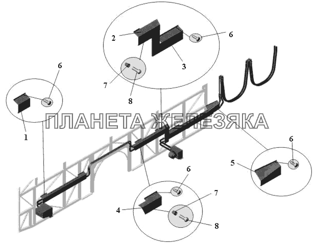 Установка кожухов (2-секция) 105-8101550 МАЗ-105 (2011)