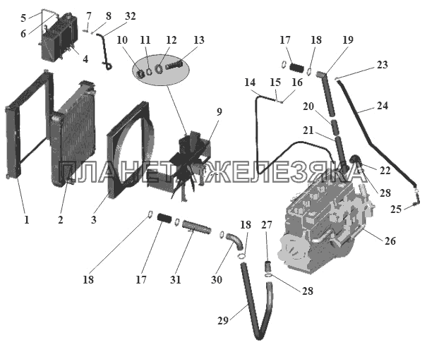 Установка системы охлаждения 105-1300005-42 МАЗ-105 (2011)