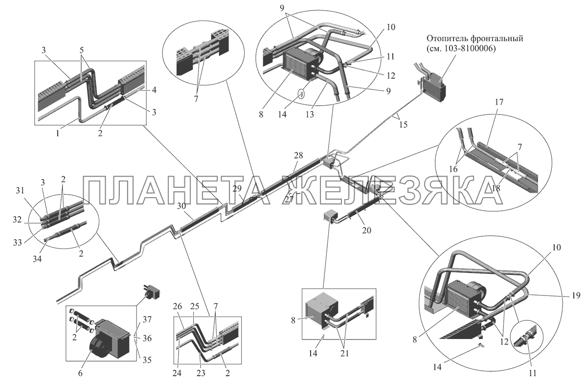 Установка системы отопления в салоне 107-8100008 МАЗ-107 (2011)