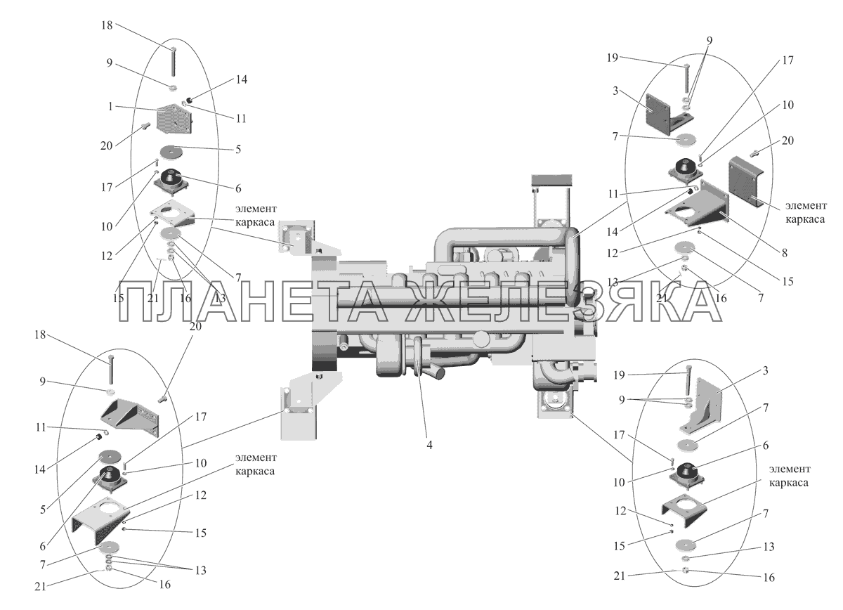 Установка силового агрегата 103060-1000003-10 (с марта 2005 года) МАЗ-107 (2011)