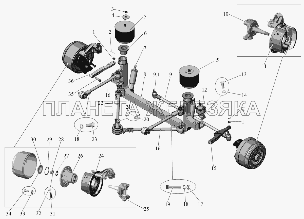 Установка подвески задней дополнительной оси 107-2900003 МАЗ-107 (2011)