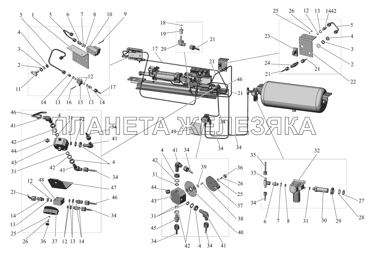 Пневмоаппаратура дверей (передняя дверь) 206060-6100011 МАЗ-206/226