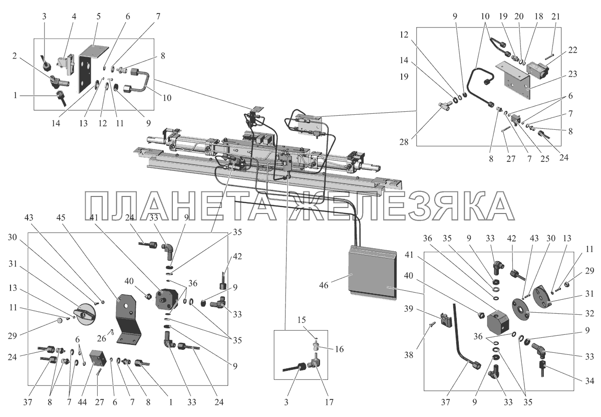 Пневмоаппаратура дверей (задняя дверь) 203065-6100011 МАЗ-206/226