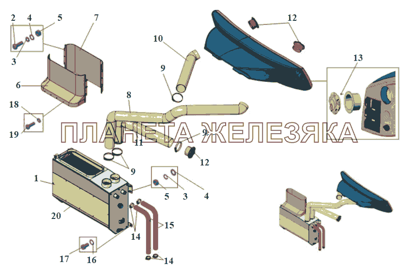Установка фронтального отопителя 203065-8100006 МАЗ-215