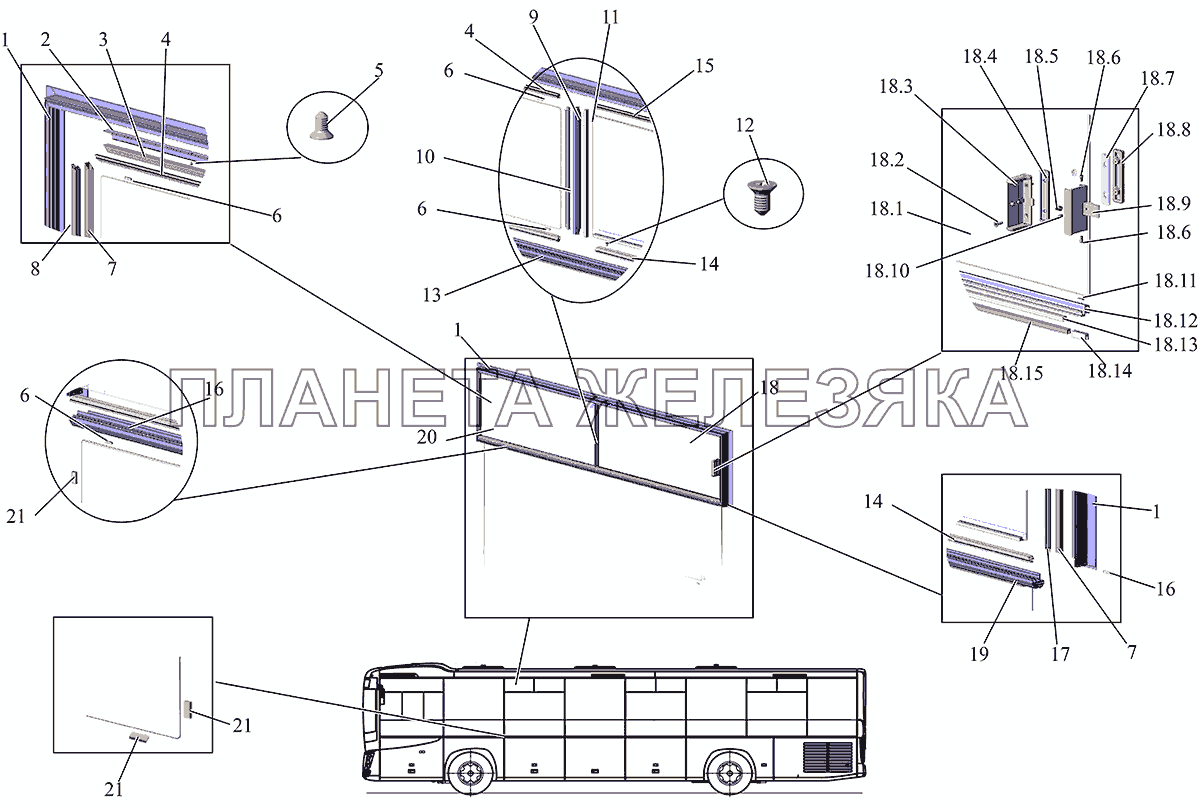 Установка сдвижных форточек МАЗ-231