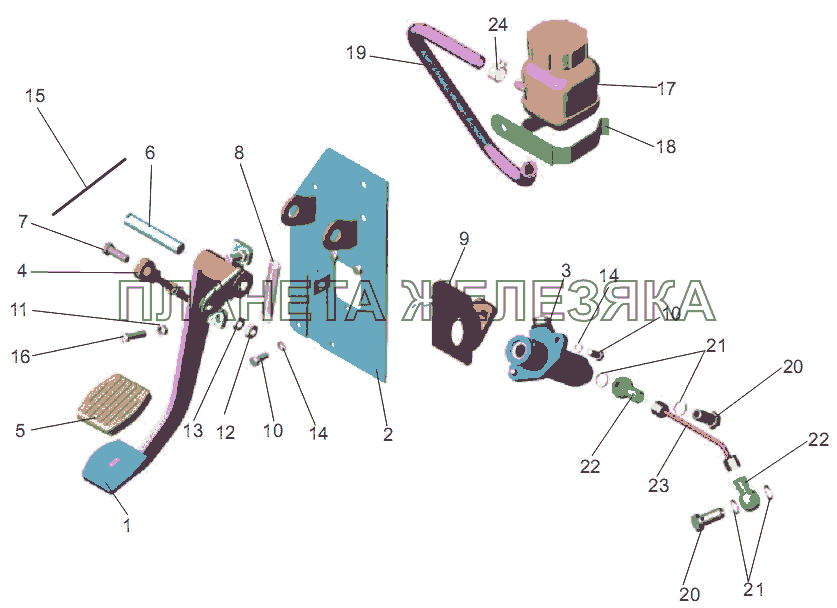 Установка привода сцепления МАЗ-256 (вариант)