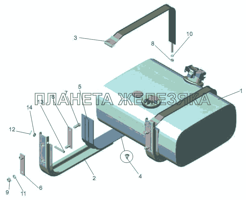 Крепление топливного бака МАЗ-256 (вариант)