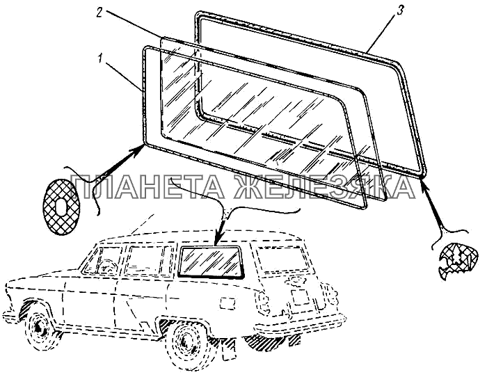 Окно боковины ГАЗ-21 (каталог 69 г.)