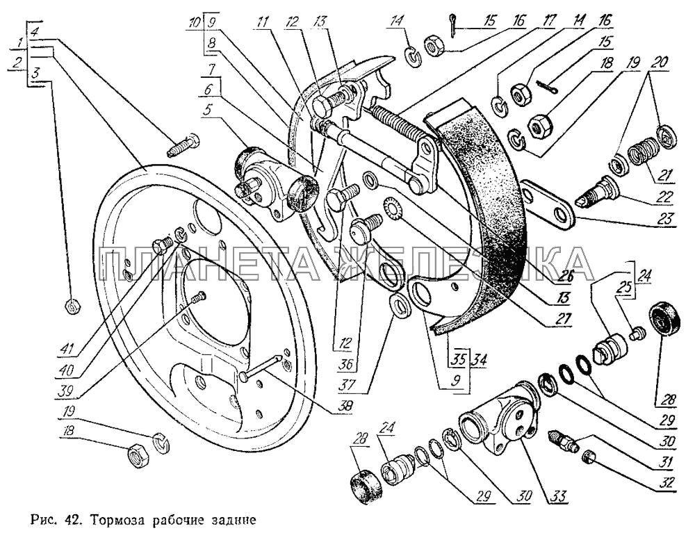Тормоза рабочие задние ГАЗ-3102