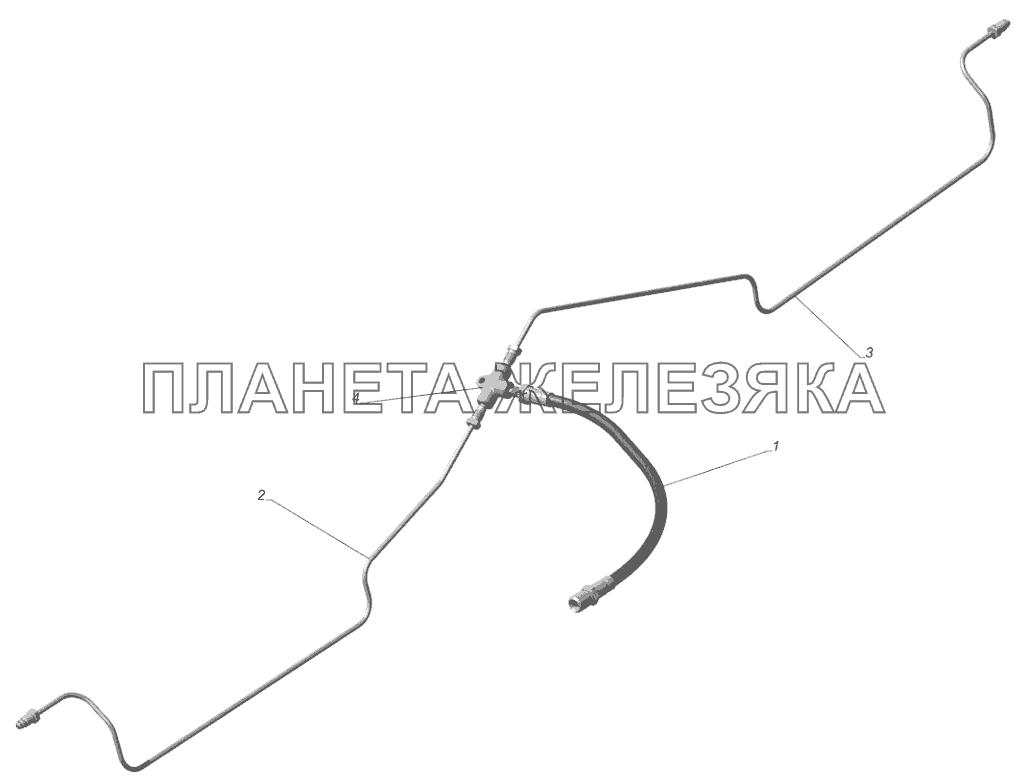 3302-3506009-20. Трубопроводы заднего моста с тройником ГАЗ-3302 (с двиг. УМЗ)