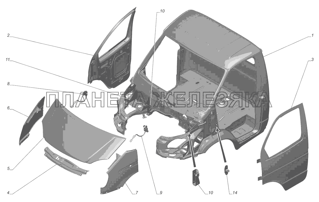 3302-5000022-10. Кабина (нерихтованная) ГАЗ-3302 (с двиг. УМЗ)