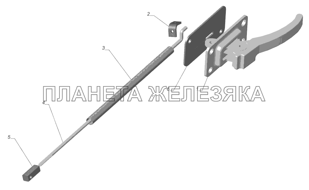 3302-6105082-01. Привод замка внутренний с тягой правый ГАЗ-3302 (с двиг. УМЗ)
