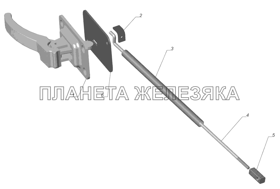 3302-6105083-01. Привод замка внутренний с тягой левый ГАЗ-3302 (с двиг. УМЗ)