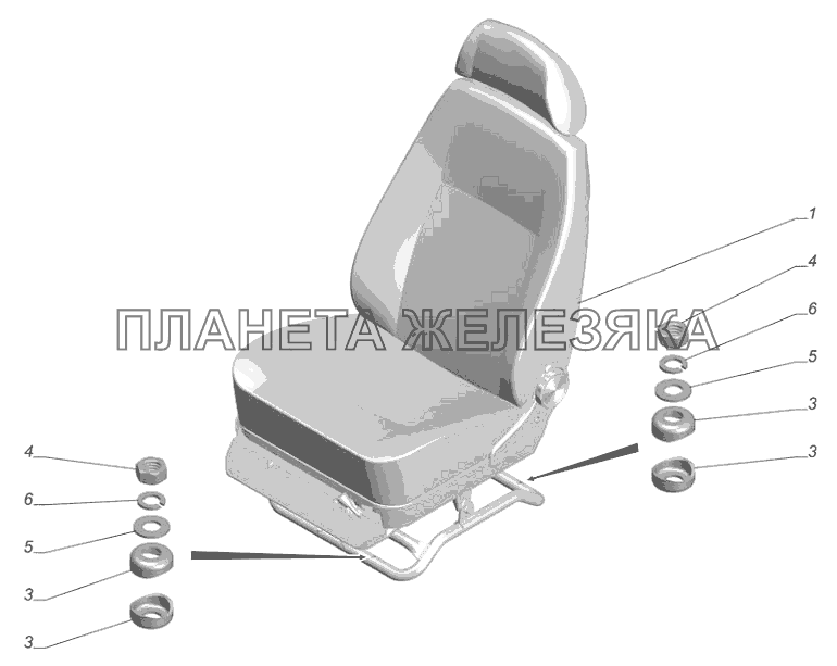 3302-6800001-01. Установка сиденья водителя ГАЗ-3302 (с двиг. УМЗ)