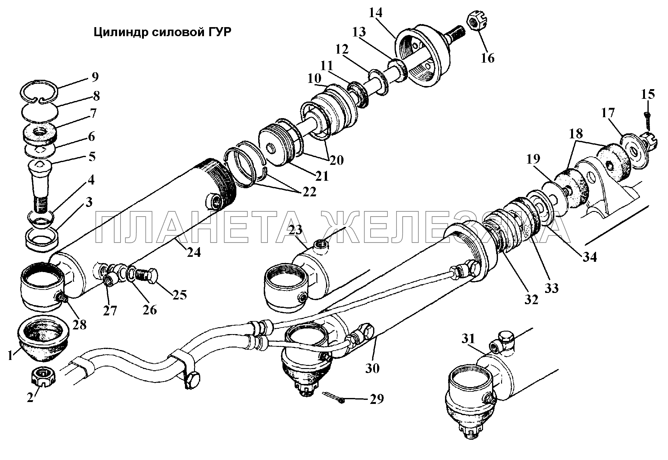 Цилиндр силовой ГУР ГАЗ-3308