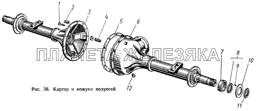 Картер и кожухи полуосей ГАЗ-52-01