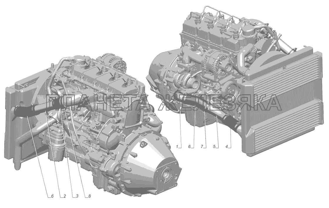 3302-1173001-40. Установка трубопроводов охладителя наддува ГАЗ-2705 (Cummins E-4)