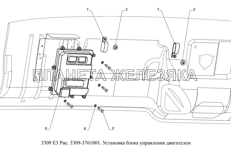 3309-3761001. Установка блока управления двигателем ГАЗ-3309 (доп. с дв. ЗМЗ Е 3)