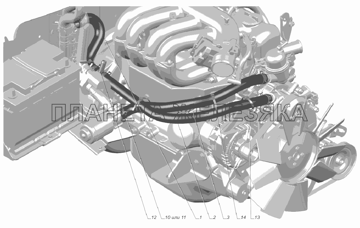 330253-8120001-10. Установка трубопроводов ГАЗ-3302, 2705 (доп. для ГБО)