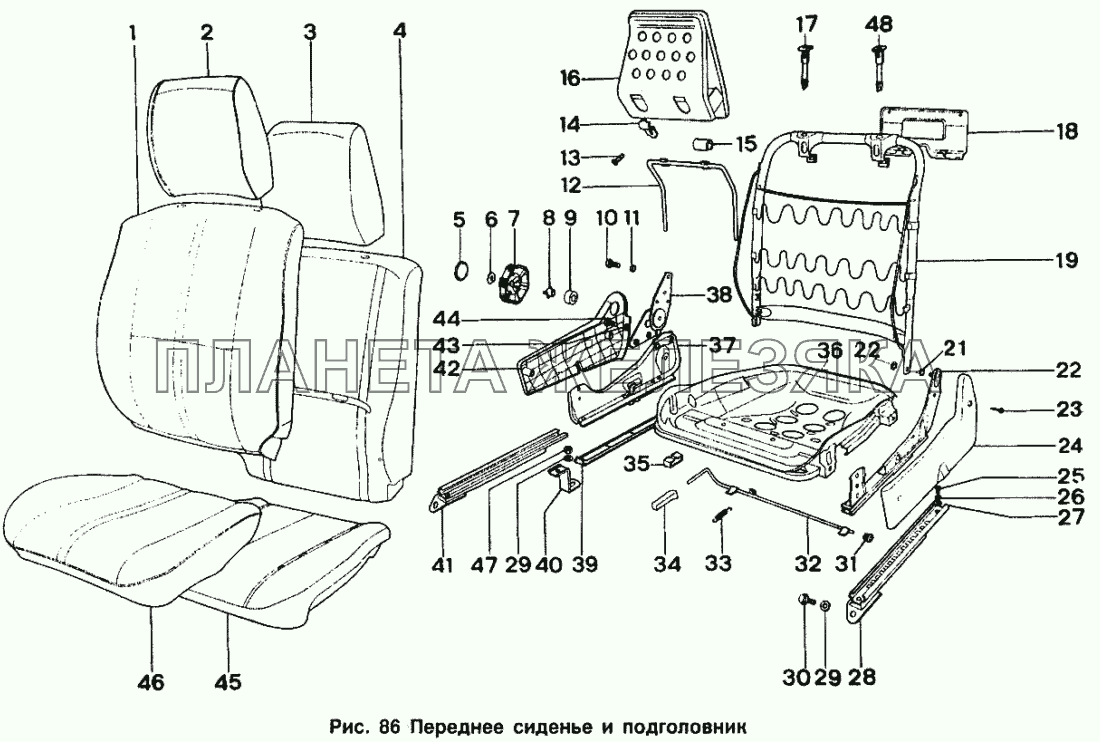 Переднее сидение и подголовник ИЖ 2126
